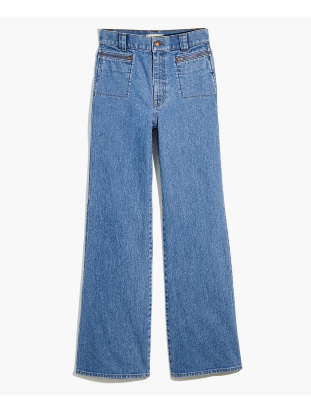 Madewell 11" High-Rise Flare Jeans in Easley Wash: Zip-Pocket Edition